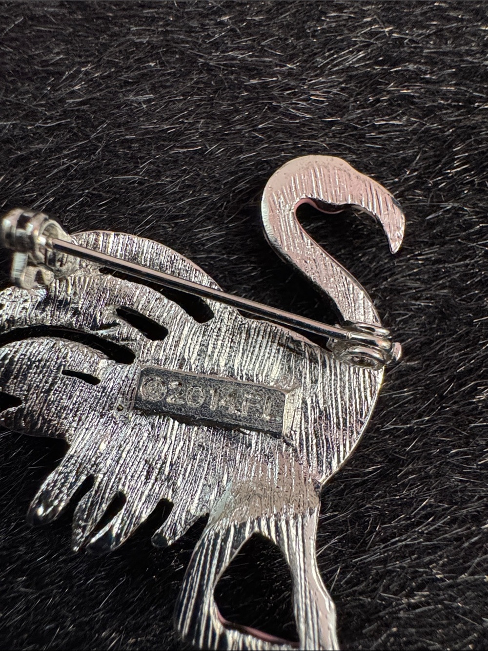 Pink Flamingo Rhinestone Brooch - Picture 3 of 4